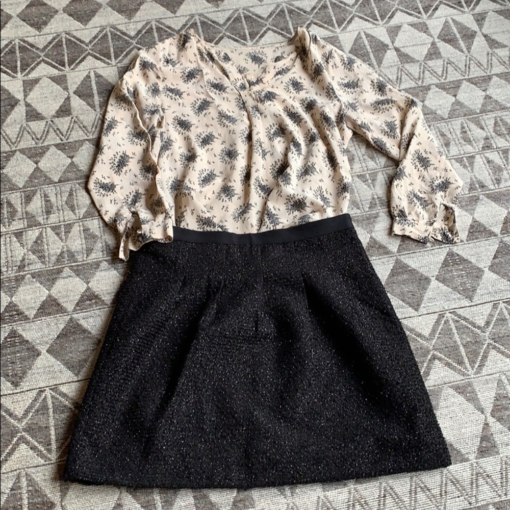 Joie 100% silk blouse with black floral details